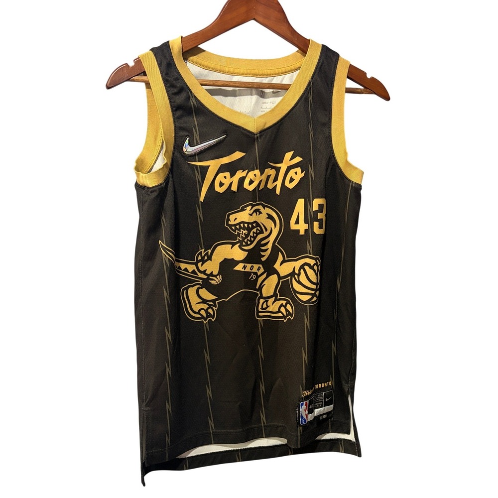 Nike Toronto Raptors Pascal Siakam 43 City Edition Jersey Black Gold Mens Small